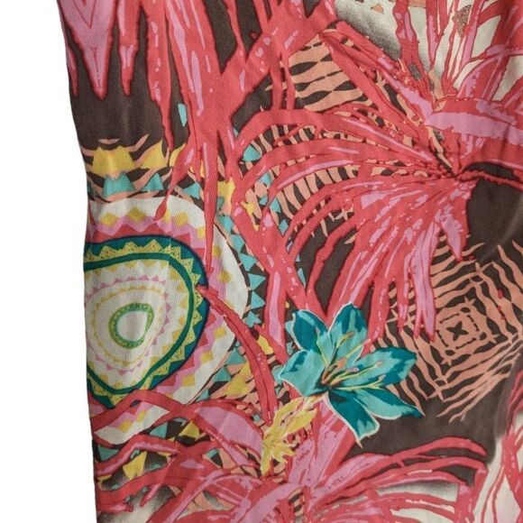Sonoma Blouse Sleeveless back tie detail Tropical Print Medium Pink Red - Picture 10 of 10